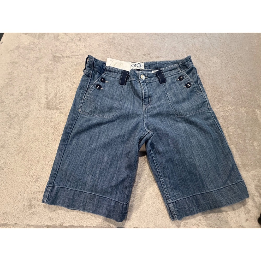 Signature Levi Strauss Denim Shorts Womens 12 Blue  Nautical Bermuda